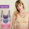 3 pièces femmes soutien-gorge de sport haut de grande taille confort doux Fitness dessus de Yoga comme vu ensemble de soutiens-gorge de loisirs sans couture sans rembourrage 240113