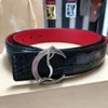 C L Red Bottom Belt 35 mm äkta läderprodukt Kalvläderbältesdesigner Parstil lämplig för kvinnor män t0p officiell replika premium gåva 015