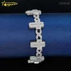 2024 Hot verkopen modestijl zilveren solide 15 mm kruis Cubaanse ketting Moissanite Diamond Cuban Link armband