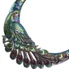 Pendant Necklaces Retro Ethnic Carved Purple Green Peacock Big Necklace Maxi Jewelry Women Exaggerated