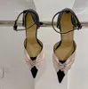 Wczesna wiosna wysokiej jakości oryginalne skórzane sandały projektanta kryształowego serca dekoracji damskiej stroju damskie sandały wieczorowe 35-40 z pudełkiem