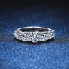 18k banhado a 36CT todos os anéis para mulheres 5 pedras brilhantes diamante aliança de casamento S925 joias de prata esterlina GRA 240113