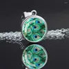 Pendant Necklaces Spherical Glass Necklace Minimalist Commuting With Peacock Feather Pattern Gift Pendan