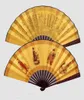 Small Large Chinese Bamboo Silk Fabric Folding Hand held Fans for Men Decorative Wedding Favors Fan whole 10pcslot4003191