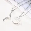 Pingente colares geométrico semicírculo colar para mulheres meia lua círculo de aço inoxidável minimalista festival festa jóias