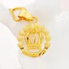 Necklaces Genuine 18k Pure Gold Color Crown Pendant for Women Lover Filled Thick Women's Gold Necklace Pendants Engagement Jewelry