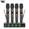 Mikrofony TKL Professional 4 -kanałowy system mikrofonu bezprzewodowego dla PA głośnik domowy Karaok UHF Handheld Dynamic Mic Party Ru80