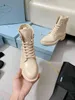 Luxury Designer Woman Fashion Boots Leather and Nylon Fabric Booties Women Ankle Biker Australia Platform Sneakers with Box
