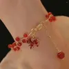 Link pulseiras design retro cristal vermelho frisado pulseira magnética para mulheres charme pingente festa jóias amizade presente atacado