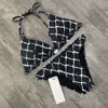 Lyxig sexig bikini designer badkläder kvinnor modeparty strand bikini halter hals split baddräkt