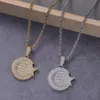 Hip hop grande estrela e lua pingente colar feminino presente completo 5a zircão 18k real banhado a ouro jóias presente