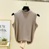 Women's T Shirts Cotton Tank Tops Women Autumn Camis Mock Neck Streetwear Plus Size Tee Sleeveless Bottoming T-shirts Solid Color