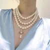 choker vivianeism westwoodism necklace Same Saturn Pearl Necklace 3D UFO Planet Pendant Elegant Elegant Multi layered Neckchain Female