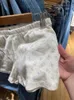 Randig knapp avslappnad shorts sommar stickad bomull elastisk hög midja hem kort byxa kvinnor vintage söta raka tröjor y2k 240113