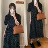 Party Dresses Women Summer Polka Dot Loose Waist Bandage Long Dress Female Vintage Vestidos With Belt Sundress Robe Longue Femme Zomer Jurk