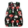 Sacos escolares unissex cogumelos vermelhos mochila para viagens moda bolsa de ombro adolescente menina