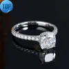 Fancy Moissanites sieraden 18K Solid White Gold 7x7mm 2ct Cushion Cut Diamond Moissanite Engagement Wedding Band Ring