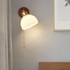 Lampy ścienne nordycka szklana lampa drewniana do studium salonu do sypialni ASLE BEZE
