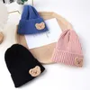 Bérets Cartoon Bear Enfants Bonnets Solide Couleur Crochet Bonnet Enfants Skullies Cap Pour Garçons Filles Automne Hiver Chaud Laine Tricoté Chapeau