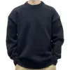 Suéter de punto de color sólido para hombre, color caramelo, unisex, de moda, holgado, con cuello redondo grande