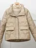 Trenchs de femmes manteaux 2024 hiver court col montant vestes solide grande poche coréenne chic parkas automne dames fermeture éclair coton manteau