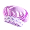 Nya barn Satin Sleep Cap Wide Flower Print Children's Elastic Hair H änhuven Beanie Sleeping Hat For Curly Hair Children Hair Care