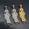 Collana con ciondolo in argento cattolico di Cristo religioso, rotondo, in acciaio inossidabile 316, con ciondolo San Giuda in oro e oro