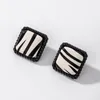 Dangle Earrings European And American Women's Black White Striped Leather Squares Round Studs Ins Geometric