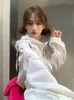 Damesjassen Y2K Wit Transparante jas Dames Lente en zomer Oversized dunne lichtgewicht sport-buitenjas Koreaanse ritssluiting met capuchon