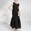 Sukienki zwykłe miyake plisowane czołg top sukienkę Summer Kobiet A Black Long Section Mode