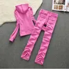 Pantalon consécutif à deux pièces en velours Velvets Tracksuit Juicy Femmes Coutoure Set Track Suit Juciy Coture Sweins Sweins Suisses de piste avec Zipper à capuche