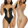 Corpo inteiro shapewear mulheres v profundo sexy sutiã conversível tanga forma usar sem costas invisível push up sutiã roupa interior emagrecimento espartilho 240113