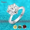 Smyoue 5CT 3CT D couleur diamant bagues de fiançailles pour femmes vert rouge laboratoire bande 925 bijoux en argent Sterling GRA 240113