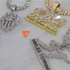 2024 925 Sterling Silver Iced Out Custom Made Hiphop Moissanite Diamond Initiële letternaam Twee toon hanger ketting