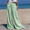 Women's Pants Printed Trousers Wide Leg Pocket Casual Comfortable For Outer Wear Fall Work Clothes Women