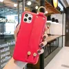 iPhone 15 14 Apple 13 12 11 Plus Samsung Galaxy S24 S23 S22 Note 20 Ultra Luxury PU 가죽 Big Floral Print Wristband Strap Back Cover Red