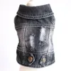 Giacca per cani in denim nero Design a doppio foro Jean vintage per cani di taglia piccola e media Bulldog Terrier Cappotto Beagle Abbigliamento per animali 240113