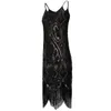 Vestidos casuais sexy preto lantejoulas franja cami vestido vintage paisley frisado sem mangas grande gatsby flapper mulheres pouco