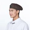 Berets mulheres malha retalhos chef boné restaurante cozinha cozinhar trabalho usar chapéus homens respirável bar garçom boina el