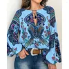 Women's Blouses 2024 Women Floral Print Tassel Lantern Sleeve Blouse Top Femme Fashion Casual Shirt Streetwear Korean Style Boho Vintage