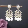 Kolczyki Dangle Trendy Pearl Leaf Fors For Women Party Dubai Bridal Jewelry Boucle D'Oreille Femme Prezent A20387