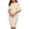 Vestidos casuais mulheres vestido chique plissado bodycon lisonjeiro cintura alta estilos de joelho para eventos formais de streetwear feminino