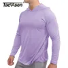 Tacvasen upf 50 proteção solar t-shirts dos homens manga longa hoodie casual secagem rápida t camisas ao ar livre caminhada esportes correr pulôver topos 240113