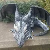 Utsökta handgjorda harts Dragon Sculpture Livsliknande realistisk stor squatting Dragon -staty för trädgårdsplatsens bakgårdsdekoration 240113