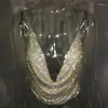 Débardeurs pour femmes Halter main brillant strass crop top dos nu été plage chic fête bralette recadrée sexy femmes débardeur vêtements 2024