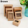 10st DIY Vintage Color Kraft Paper Gift Box Cake Package med Clear PVC Window Candy Wrapping Bag Wedding Favors 240113