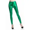 Women's Pants Women Shiny Metallic Leggings Reflective PU Leather Pencil High Waist Trousers Slim Sexy Skinny Fashion Tight Black