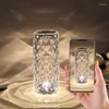 Nachtverlichting LED Rose Crystal Lamp Touch Tafel Projector Licht Verstelbare Romantische Diamant Sfeer Slaapkamer Nachtkastje Decoratie