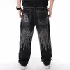 Nanaco Man Loose Baggy Jeans Hiphop Skateboard Denim Pants Street Dance Hip Hop Rap Male Black Trouses Chinese Size 30 240113