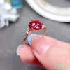 Est Red Ring Real 925 Silver Fine Jewelry 2CT Lab Diamond Shiny Women Engagement Gift 240113